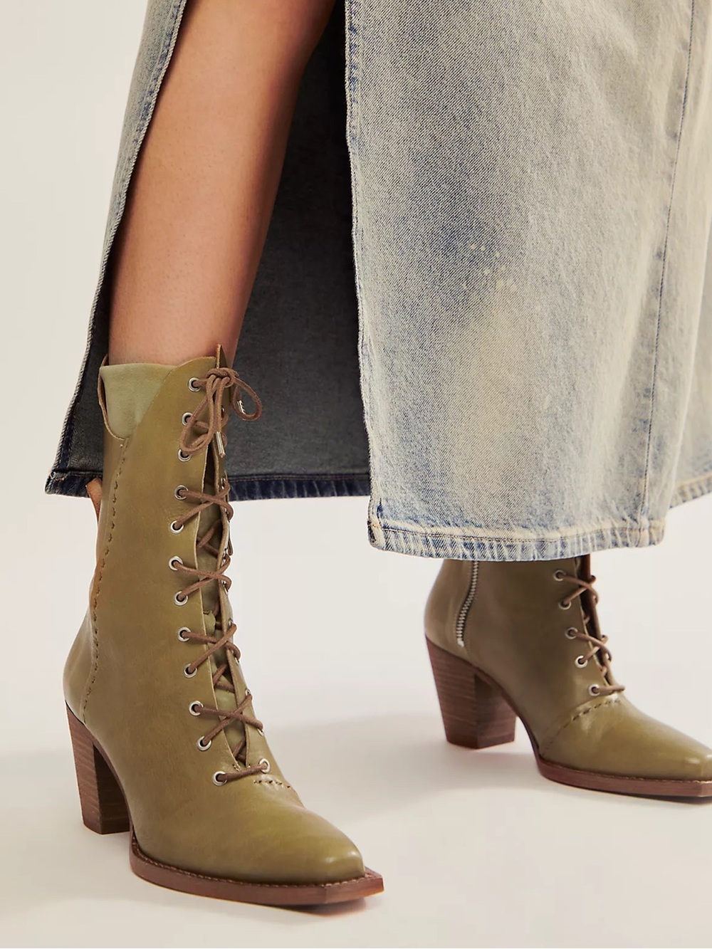 Free People We The Free Canyon Lace Up Boots Aloe